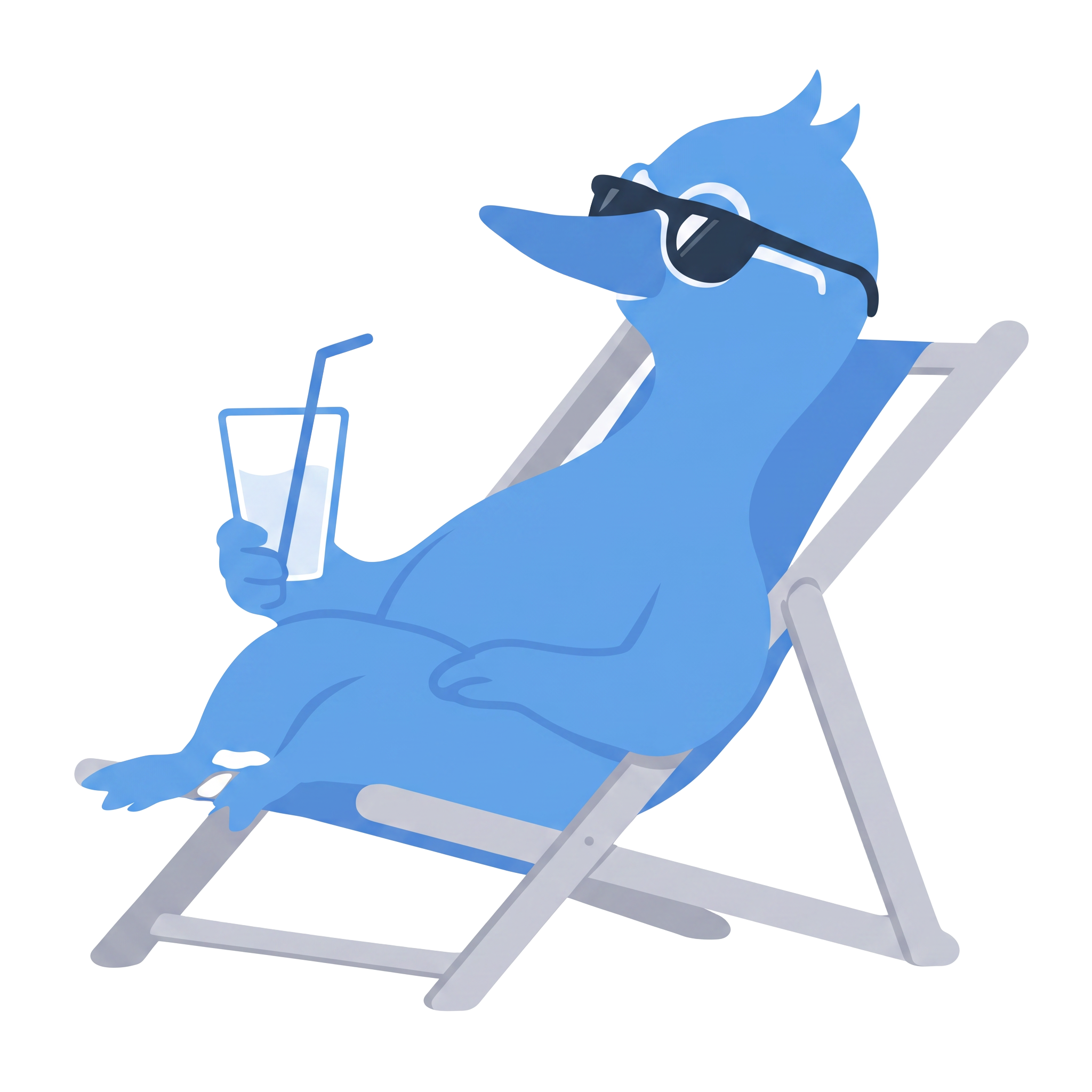 Duck relaxando em uma cadeira de praia — o mascote analista do The Daily Blueprint
